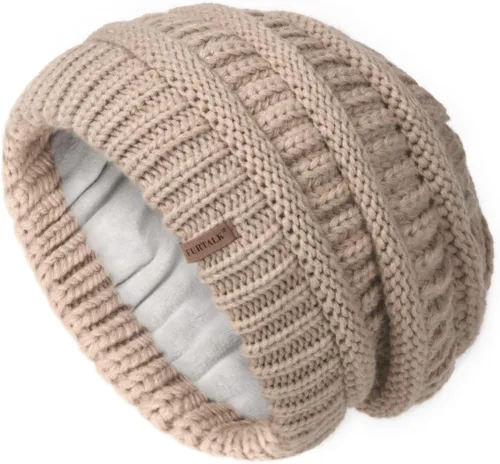 Vista 52 de FURTALK Gorros de invierno para mujer, con forro polar, gorro de punto holgado y cálido, gorro de esquí