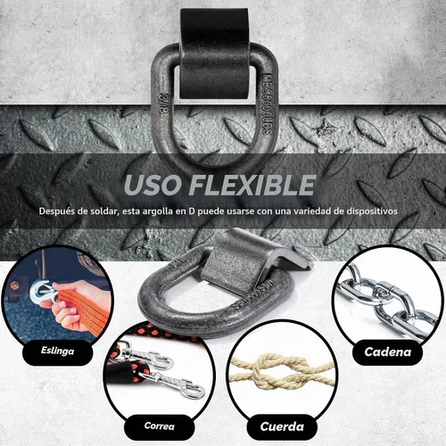 Vista 6 de Yaocom 30 piezas de 2,000 libras de soldadura en anillo en D forjado con clips de soldadura, anillo en D resistente, anclaje de amarre, capacidad