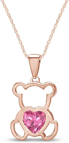Vista 11 de Collar con colgante de oso de peluche con piedra natal para mujer Simulated Alexandrite