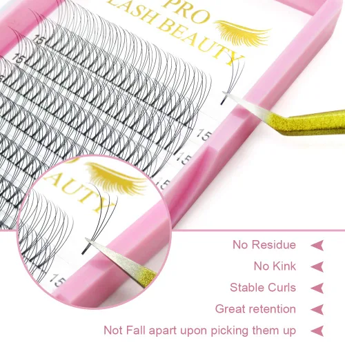 Vista 2 de Extensiones de pestañas postizas de volumen 3D-C-0.07-0.50 pulgadas, extensiones de pestañas postizas con tallo corto, extensiones de pestañas