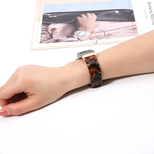 Vista 5 de Wongeto Bandas de resina compatibles con Fitbit Charge 4/Charge 3 y Charge 3 SE, accesorio de muñeca de repuesto con hebilla de oro rosa, bandas