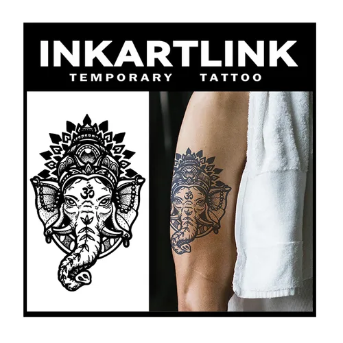 Vista 18 de INKARTLINK Tattoo Tech, 2 hojas de tatuaje semipermanente mediano, tatuajes temporales de diseño artístico para adultos, dura 1-2 semanas