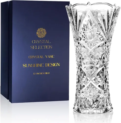 Vista 10 de CS - Jarrón de cristal de 12 pulgadas de alto, diseño de col, para flores y decoración. Bonita pieza brillante. Perfecto como regalo, adecuado