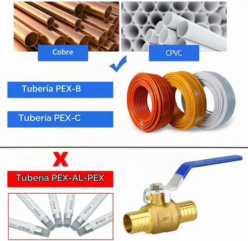 Vista 5 de Válvulas de bola PEX de 1", válvula de cierre de puerto completo de latón