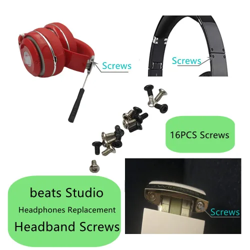 Vista 5 de Studio 3 - Juego de 16 tornillos para diadema – Tornillos de repuesto para auriculares Beats Studio 1 2 3 con destornillador