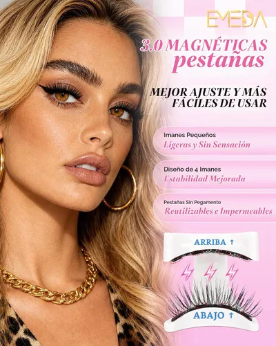 Vista 2 de EMEDA Pestañas magnéticas con aplicador, pestañas magnéticas reutilizables
