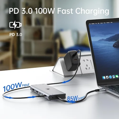 Vista 6 de LIONWEI Docking Station Dual Monitor 4K, 13-in-1 USB C Dock for Laptop Mac 13 en 1 (2 HDMI+DisplayPort)