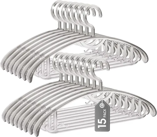 Vista 9 de Perchas de plástico con gancho de metal giratorio de 360 grados, perchas de ropa resistentes, perchas duraderas para camisas, abrigos y vestidos