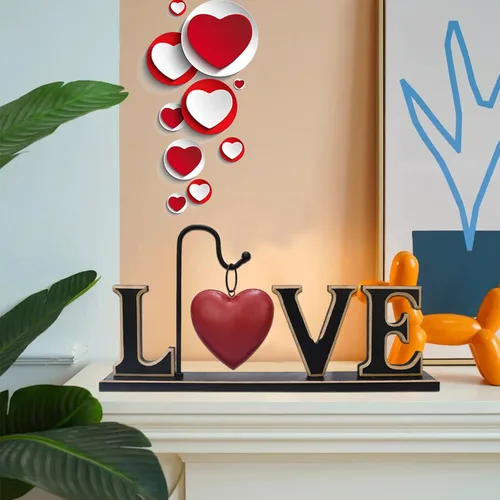 Vista 5 de Letrero de Amor de Madera Rústica Decoración de Mesa Independiente Bloque de Letras Recortadas Centro de Mesa Letrero Decorativo de Palabras Repisa