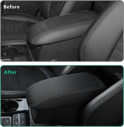 Vista 2 de HORRY Funda para reposabrazos de consola central adecuada para Ford Escape 2020-2023, Ford Bronco Sport 2021, 2022, 2023, protector de piel