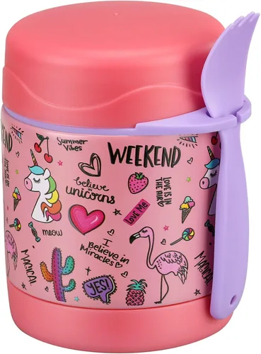 Vista 9 de Termo de sopa de 10 onzas para comida caliente para niños, tarro de comida aislado, contenedor térmico de almuerzo de comida caliente, caja de Negro