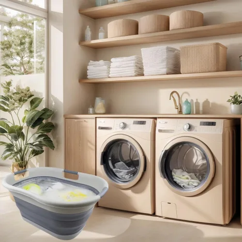 Vista 6 de SAMMART Cesta plegable de plástico para la ropa sucia de 40 L (10.5 galones), contenedor de almacenamiento plegable, organizador y tina de lavado