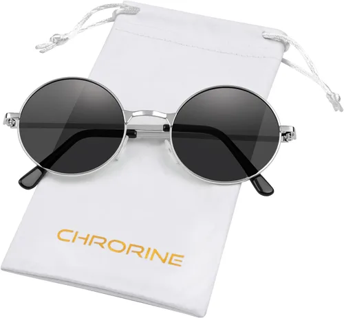 Vista 8 de CHRORINE Gafas de sol hippie redondas de los años 70, lentes retro para mujeres y hombres, accesorio de fiesta, festival, moda, gafas de sol vintage
