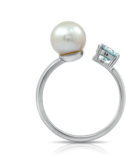 Vista 17 de Amazon Essentials Anillo de perlas de agua dulce con circonita cúbica de plata esterlina chapada en platino (anteriormente colección Amazon)