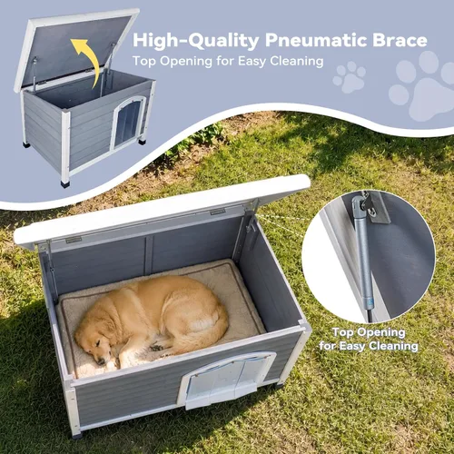 Vista 6 de Petsfit - casetas cuchas de madera para perros pequeños, medianos y perros grandes, resistente a la intemperie para perros, con patas elevadas.