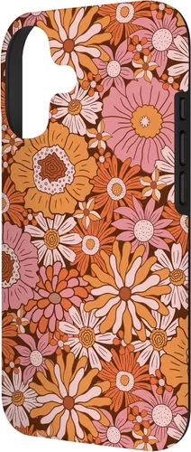 Vista 2 de Retro Flowers Meadow Floral Groovy 60s Pink Orange Brown Case for iPhone 17