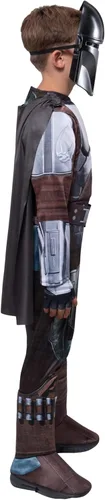 Vista 6 de Star Wars The Mandalorian - Disfraz oficial de Halloween para jóvenes, overol acolchado con guantes, capa desmontable, máscara de plástico