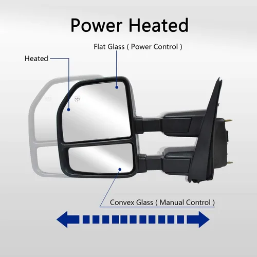 Vista 3 de WLLW Espejos de remolque del lado del conductor izquierdo para camioneta Ford F250 F350 F450 F550 Super Duty 2017 2018 2019 2020 con alimentación
