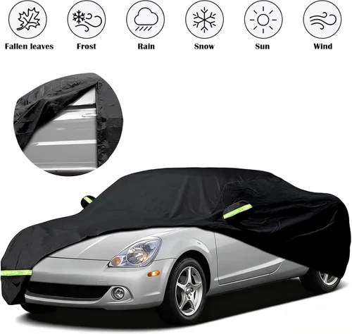 Vista 7 de [Usado] Fundas impermeables para automóvil compatibles con Toyota MR2 1984-2007, 6 capas para todo tipo de clima, con puerta con cremallera y bandas