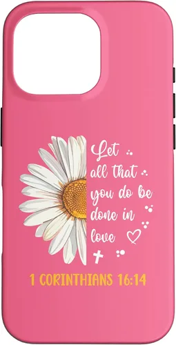 Vista 20 de Linda Daisy 1 Corinthians 16:14 Love Bible Verse for Women Case for iPhone 17