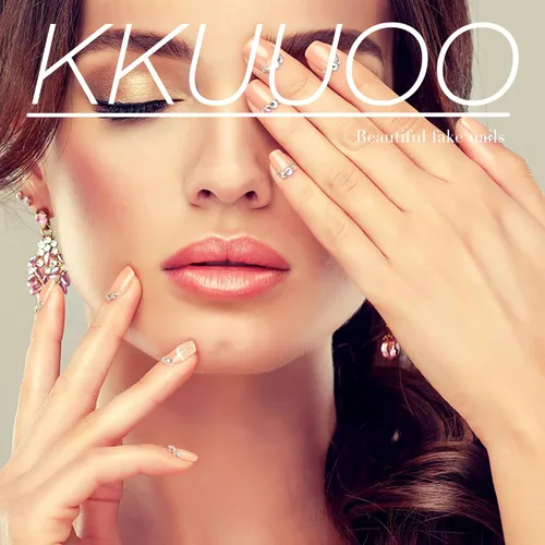 Vista 7 de Uñas postizas a presión con punta francesa, uñas postizas de almendra, cobertura completa, uñas artificiales brillantes, uñas acrílicas medianas