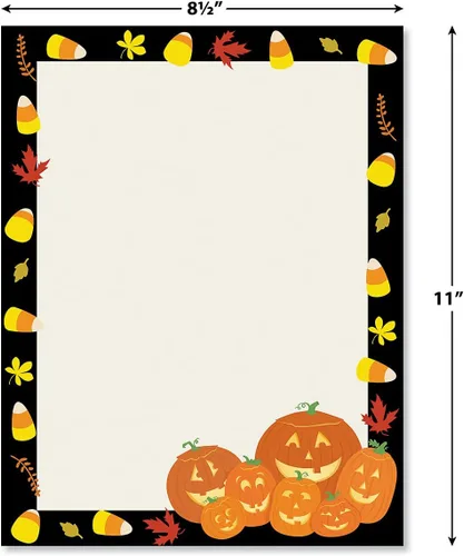 Vista 2 de Jack Stack - Papel de letras de calabaza de Halloween, 25 hojas de artículos de papelería para computadora, boletín imprimible, anuncio e invitación