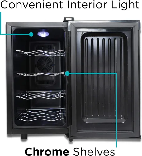Vista 7 de BLACK+DECKER Enfriador de vino termoeléctrico de 8 botellas, BD60326