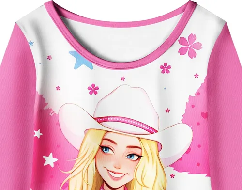 Vista 2 de YY-one Margot Robbie Movie 2023 - Conjunto de camisa y pantalones de vestir para niñas pequeñas, ropa casual para fiestas, niños de 3 a 8 años