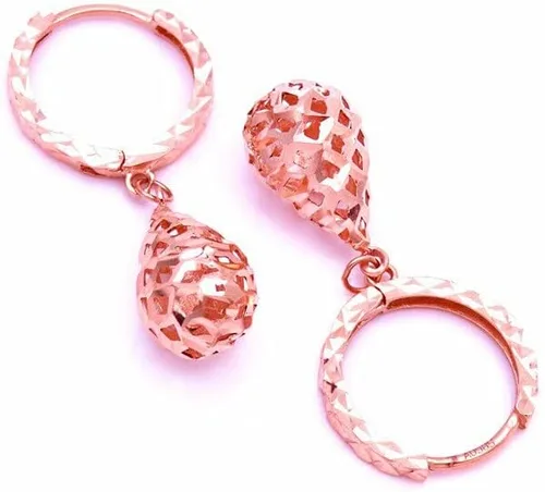 Vista 4 de SAGEKING 2024 New 585 Purple Gold Plated 14K Rose Gold Water Drop Hollow Earrings For Women Glamour Chinese Fashion To Attend The Banquet Jewelry