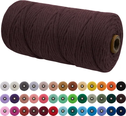 Vista 84 de JeogYong Cordón de macramé de un solo hilo 3 mm x 109 yardas (328 pies) Cuerda de algodón suave Hilo de macramé de 3 mm, suministros de macramé