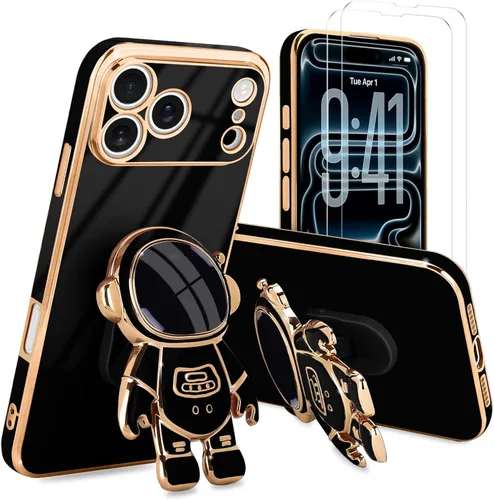 Vista 83 de Pepmune - Funda para iPhone 15 con soporte de astronauta 3D, color negro