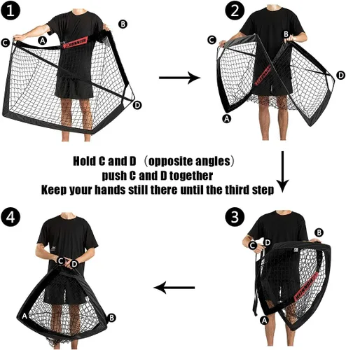 Vista 5 de L RUNNZER Portería de fútbol para niños, red de fútbol desplegable para patio trasero, juego de 2 con funda de transporte portátil