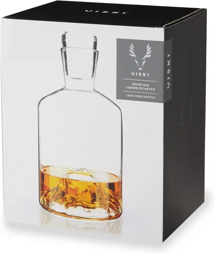 Vista 7 de Viski Decantador de whisky de montaña con tapón, decantador de licor soplado a mano para bourbon, whisky, licores, regalos de boda, regalos