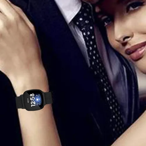 Vista 7 de Maxjoy Compatible con correas Fitbit Sense/Versa 3, correa de metal de acero inoxidable Versa3 con funda protectora compatible con reloj Fitbit