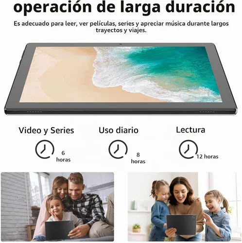 Vista 2 de HOTTABLET 10" Tableta Android 15 de 12 (4+8Expand) GB RAM+64GB ROM, cámara dual de 2+8MP, batería de 6000mAh (Tableta+estuche+lápiz capacitivo)