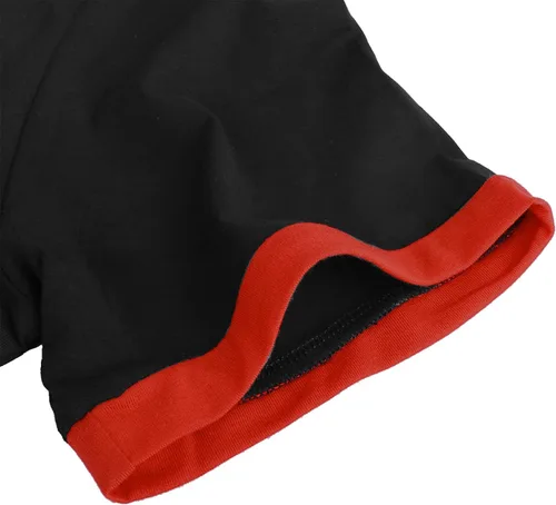 Vista 4 de Camiseta ajustada para hombre, color contrastante, costuras degradadas, manga corta, algodón