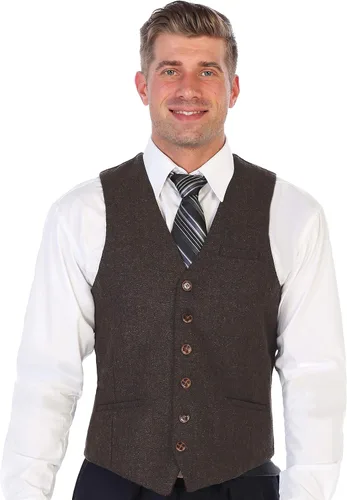 Vista 11 de Gioberti Chaleco de tweed formal de 6 botones para hombres