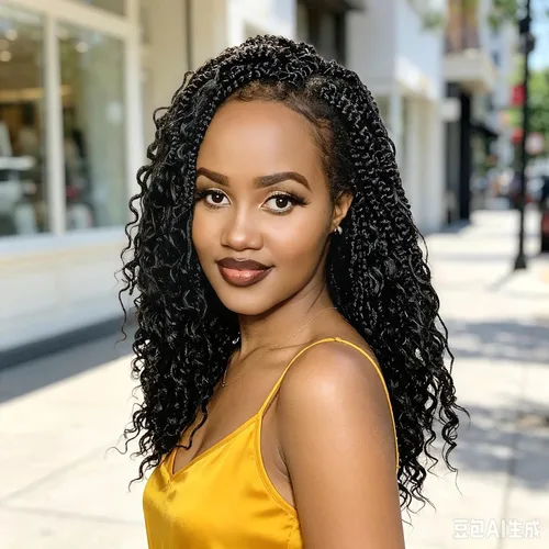 Vista 21 de Wodun Extensiones de Cabello de Ganchillo con Trenzas de Caja Goddess de 10 Pulgadas Pre-Enrolladas, Cabello de Ganchillo con Extremos Rizados Para