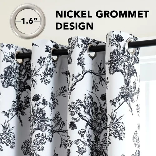 Vista 2 de H.VERSAILTEX - Cortinas opacas de 63 pulgadas de largo, juego de 2 paneles, estampado floral, cortinas de estilo campestre para sala de estar