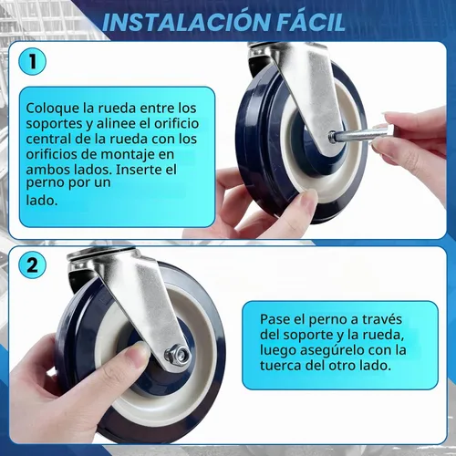 Vista 5 de Repuesto de ruedas para carrito de compras, paquete de 4 ruedas para carrito de compras, ruedas de carrito de compras de 5 pulgadas de diámetro