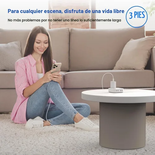 Vista 7 de Cargador para iPhone 17 de carga rápida, cargador rápido USB C y cable tejido USBC a C de 3 pies tipo C para Apple iPhone 17e/17/17 Pro Max/17