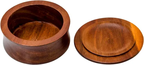 Vista 4 de Grandslam Tazón de madera para afeitar con tapa Jabón de afeitar para Marrón