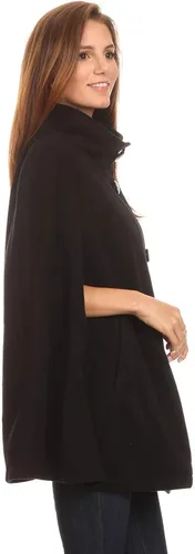 Vista 4 de BYOS - Poncho de forro polar suave a cuadros de gran tamaño para mujer