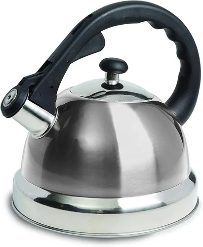 Vista 7 de Hervidor de agua para té con silbido Mr. Coffee 91407.02 Flintshire, de acero inoxidable, 1.75 qt, Plateado