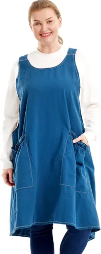 Vista 13 de Delantales grandes de talla grande para mujer con bolsillos de algodón y lino para hornear cocina
