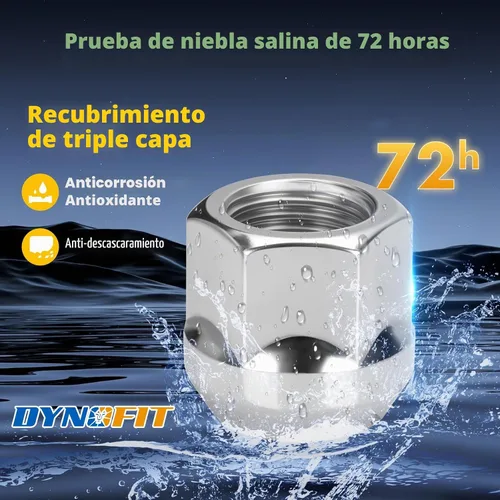 Vista 5 de dynofit Tuercas de llanta de 1/2 pulgada a 20 compatibles con Ford Ranger Mustang Jeep Grand Cherokee Wrangler, 20 tuercas cromadas de 1/2 x 20