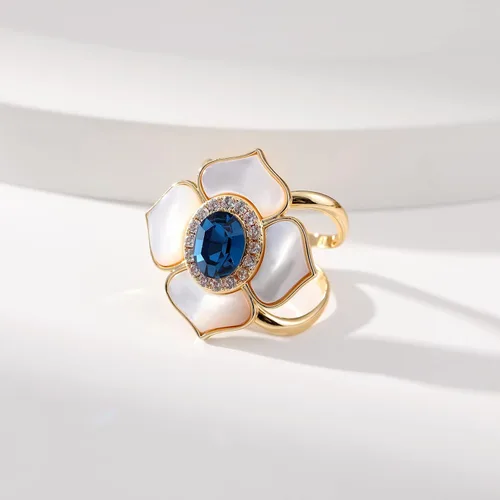 Vista 5 de Anillo de bufanda chapado en oro de cobre con forma de lazo de circonita para mujer, Cobre, Gema de circonia