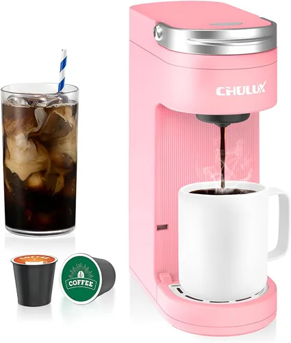 Vista 10 de CHULUX Cafetera delgada de una sola porción, cafetera ligera K-pod para viajes y hogar, color cian