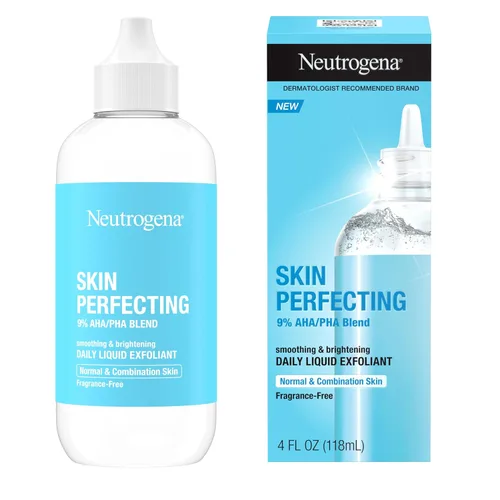 Vista 3 de Neutrogena Exfoliante facial líquido diario perfeccionador de la piel con mezcla de 9% AHA/PHA para pieles normales y mixtas, exfoliante suavizante