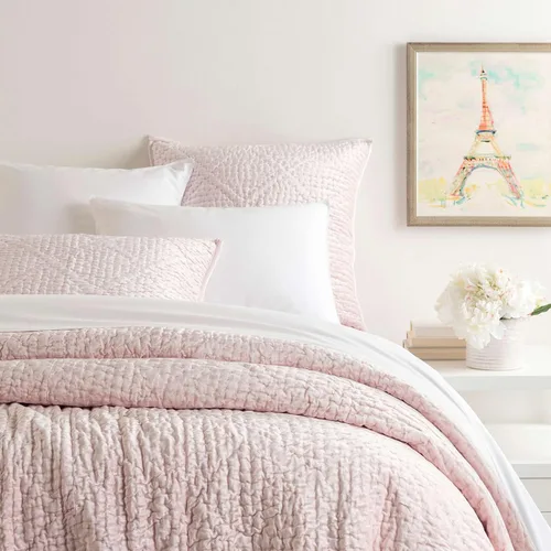Vista 8 de Pine Cone Hill Parisienne Velvet Dove White - Funda acolchada blanca, tamaño estándar, patrón sólido blanco